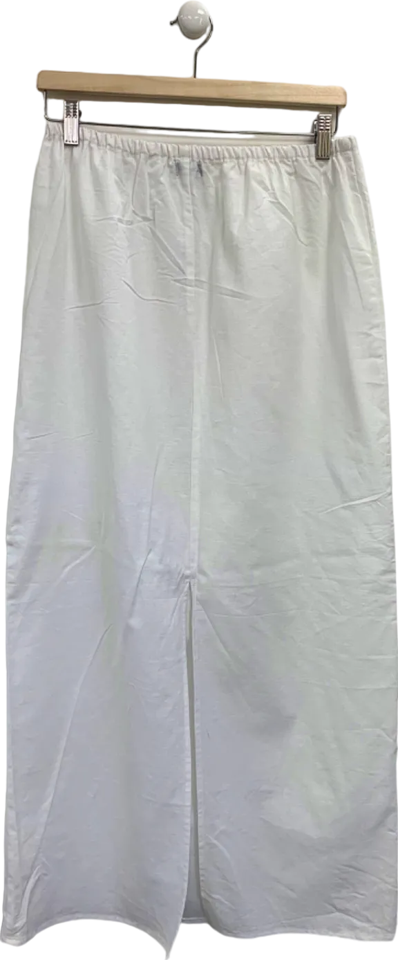 Boohoo White Cotton Maxi Skirt UK 8