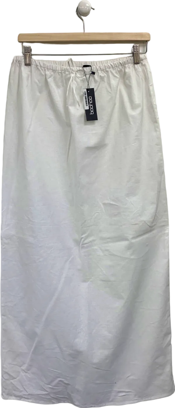 Boohoo White Cotton Maxi Skirt UK 8