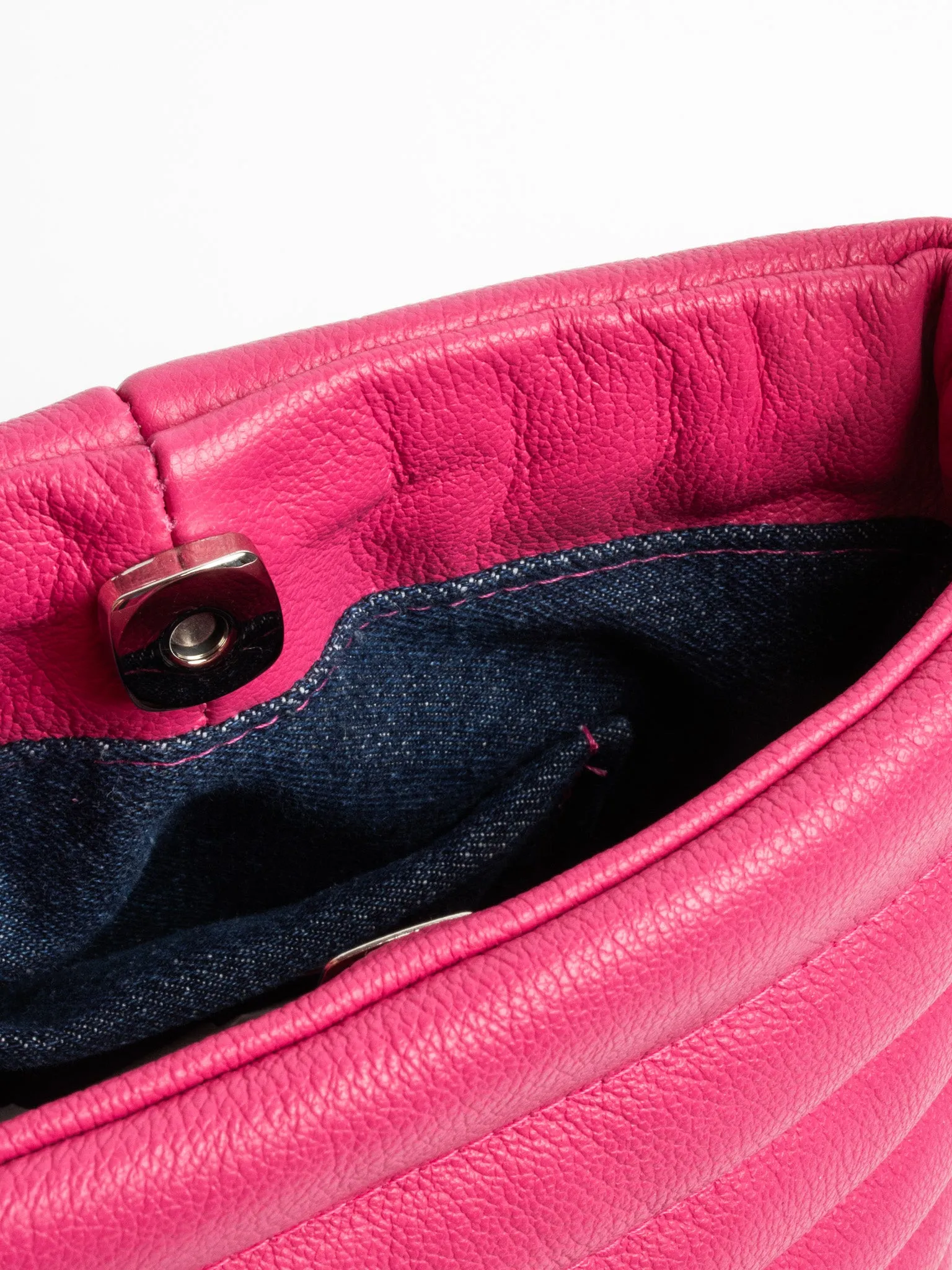 Danielle Bernard - Magenta Leather Puffer Bucket Bag
