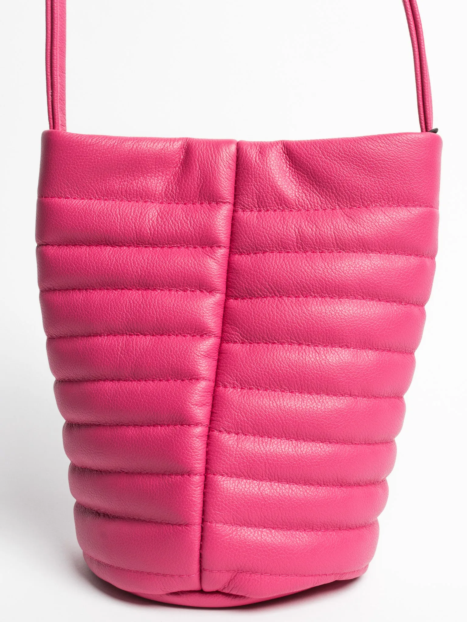 Danielle Bernard - Magenta Leather Puffer Bucket Bag
