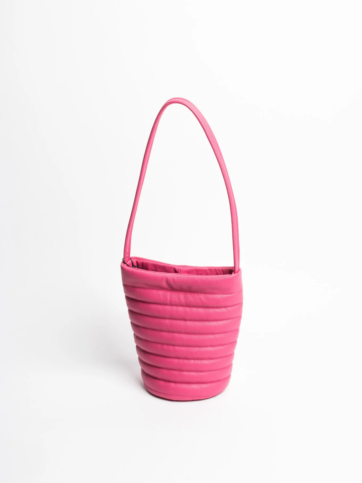 Danielle Bernard - Magenta Leather Puffer Bucket Bag