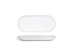 FOH Oval Bevel Plate, White, 11" x 5", 12 ct
