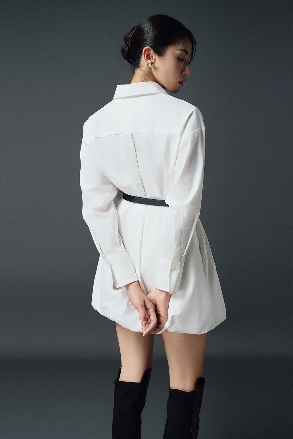 Inez Shirt Collared Neck Cotton Mini Dress
