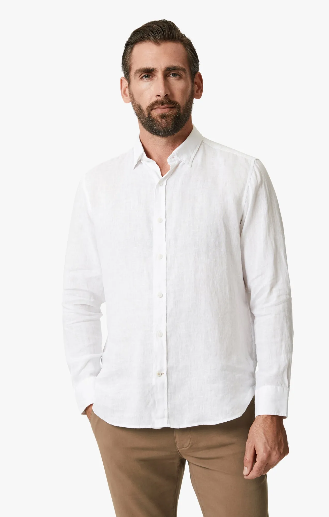 Linen Chambray Shirt In Bright White