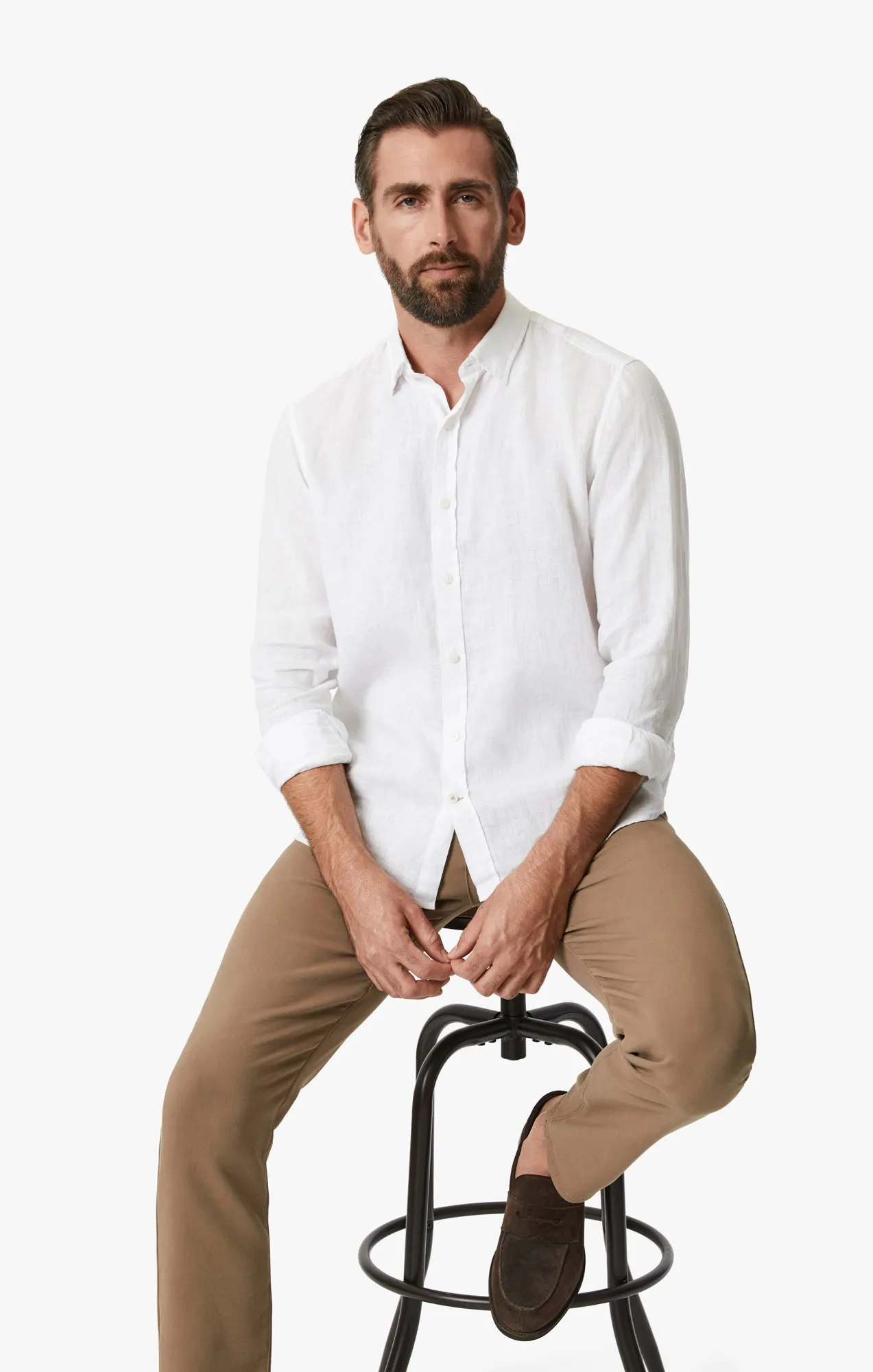 Linen Chambray Shirt In Bright White