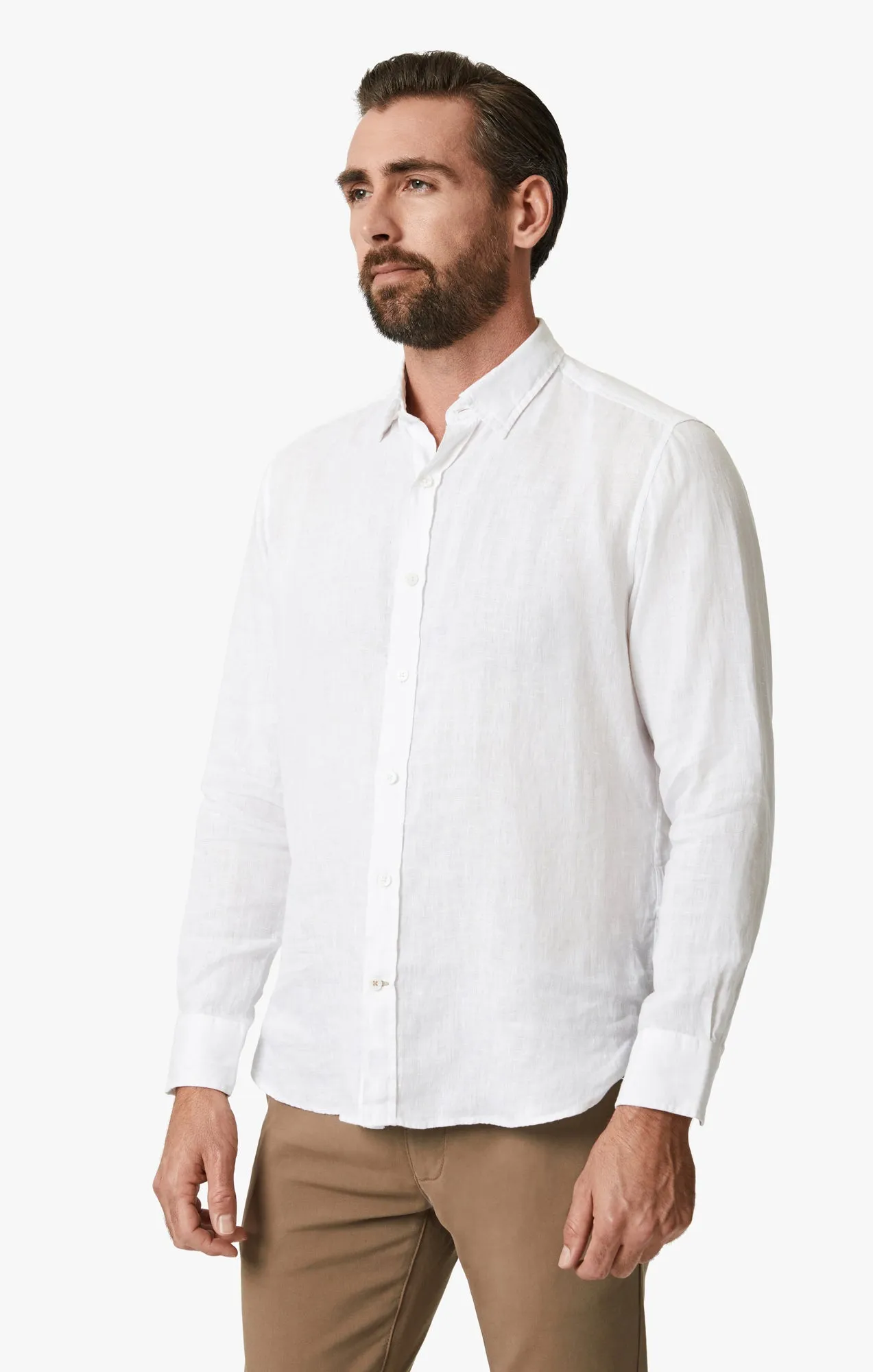 Linen Chambray Shirt In Bright White