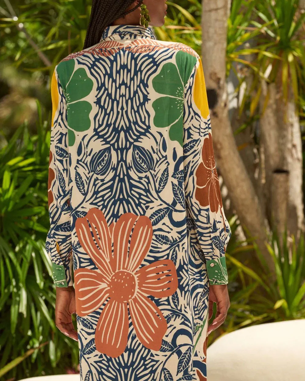 Multi Etched Flower Vic Midi Dress