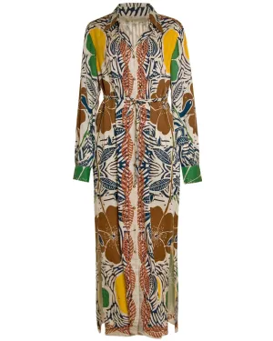 Multi Etched Flower Vic Midi Dress