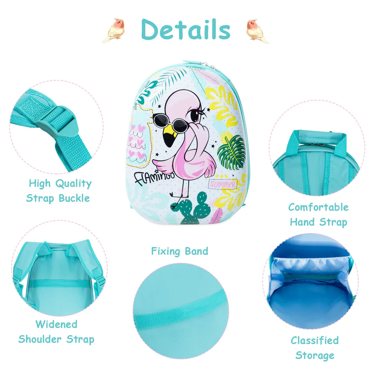 NNECW 2 Pieces Carry On Luggage Set with Flamingo Pattern for Kids