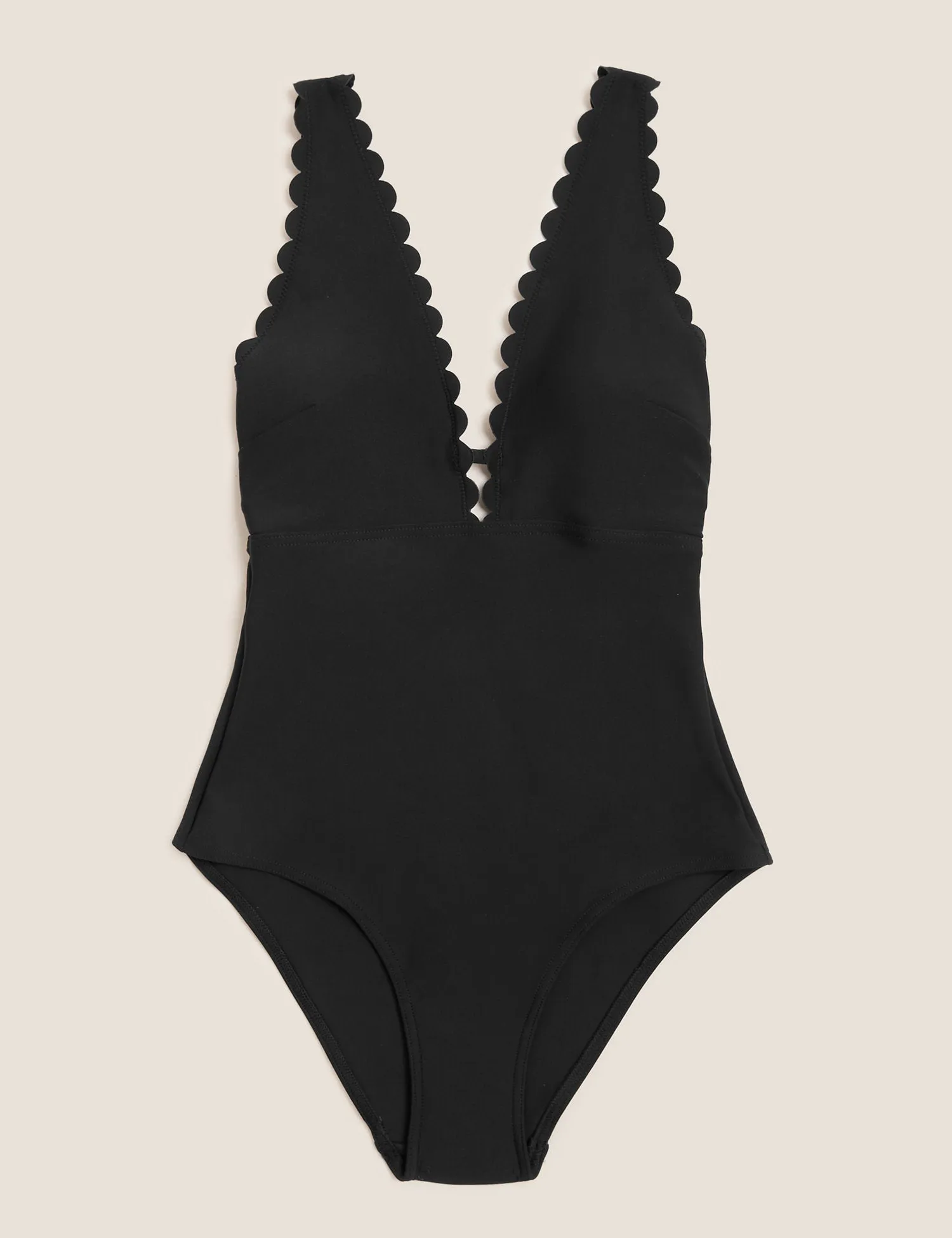 Padded Scallop Plunge Swimsuit