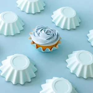 Pastel Blue Bloom Cupcake Baking Cups - 24 Pkt