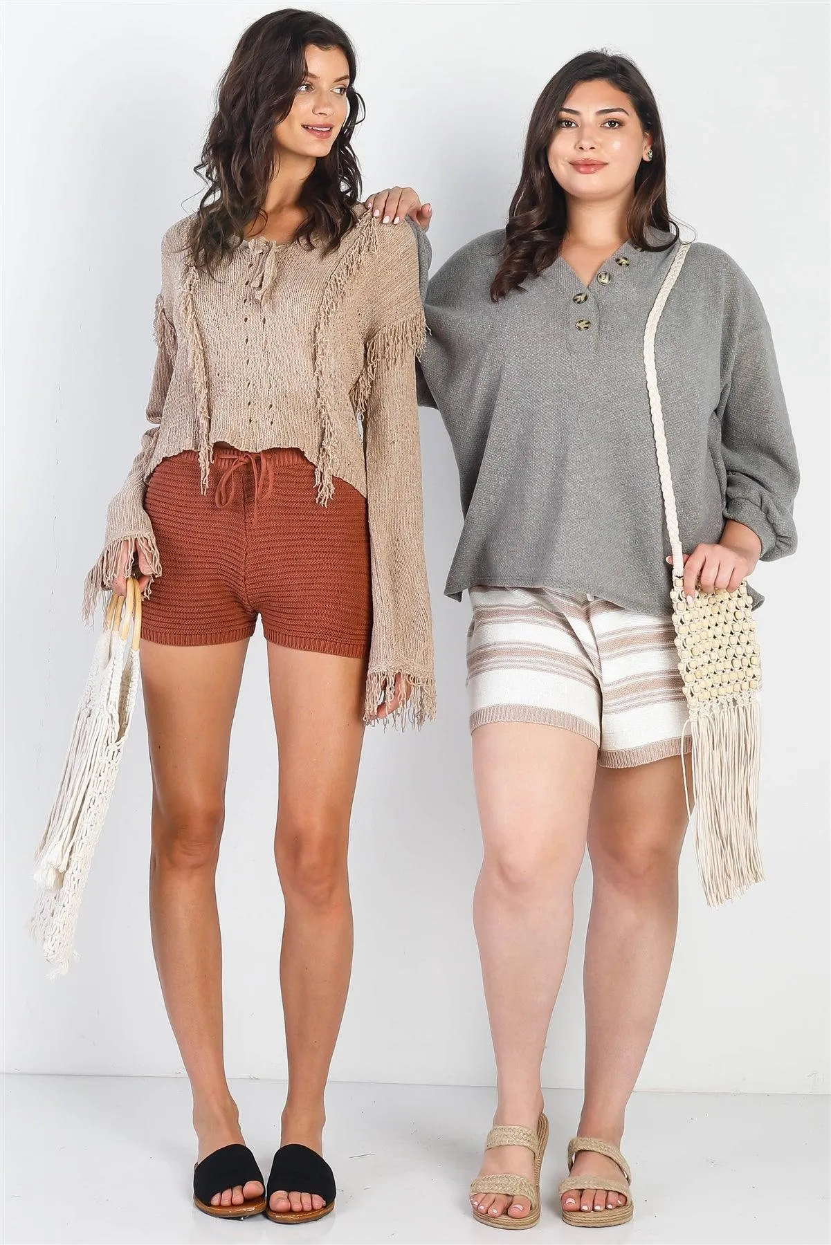 Plus Size Textured Button Long Sleeve Top /3-2-1