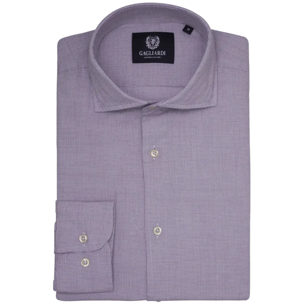 Purple Flannel Puppytooth Slim Fit Extreme Cutaway Shirt