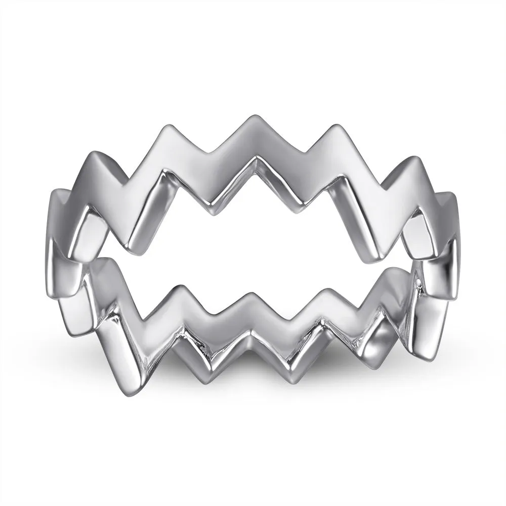 Sawtooth Shape Silver Ring