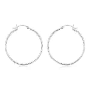 Sterling Silver Ribbed 30mm Hoop Earrings