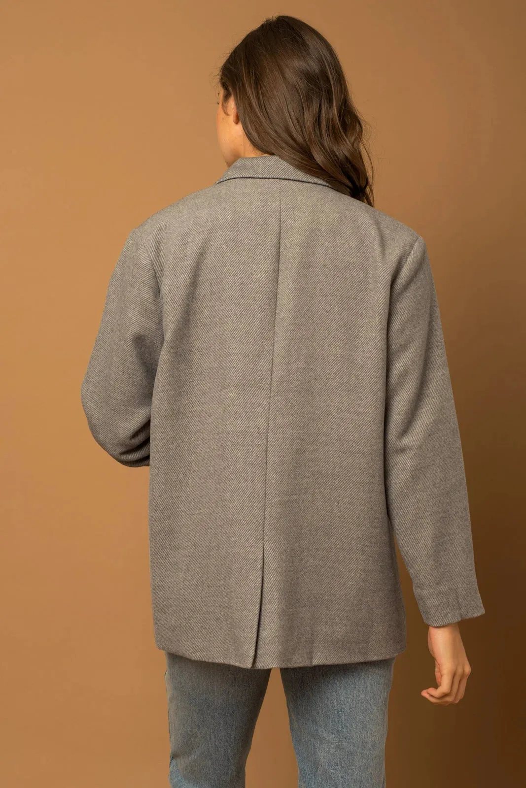 Wool Two Button Closure Oversize Blazer